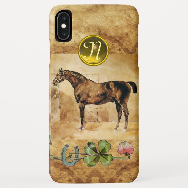 COQUES Case-Mate iPhone ANGLAIS HORSE, HORSESHOE ET MONOGRAMME SHAMROCK (Dos)