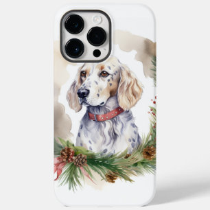 Coque Pour Pour iPhone 14 Pro Max Anglais Setter Christmas Wreath Festive Pup