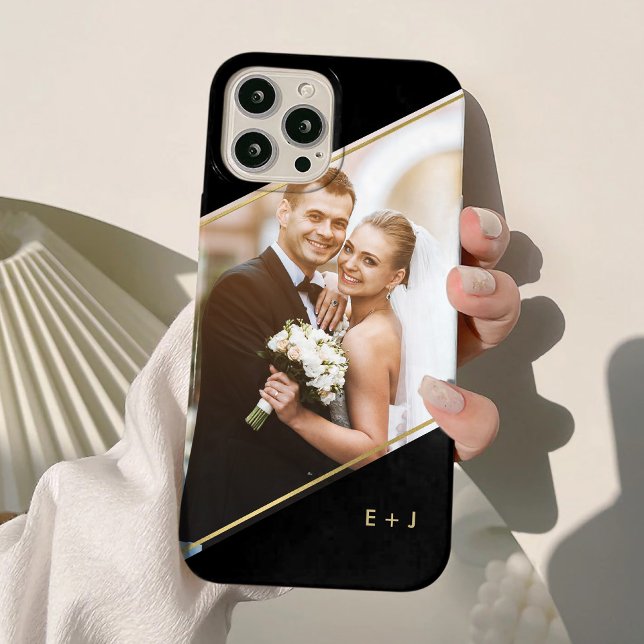 Coques Case-Mate iPhone Angle élégant Monogramme Photo personnalisée (Créateur téléchargé)