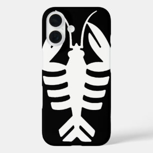 Coque Pour iPhone 16 Animal Art Déco vintage, Homard en blanc