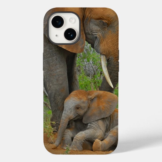Coques Case-Mate iPhone Animaux de bébés cutest | Mama Elephant & Baby (Verso)