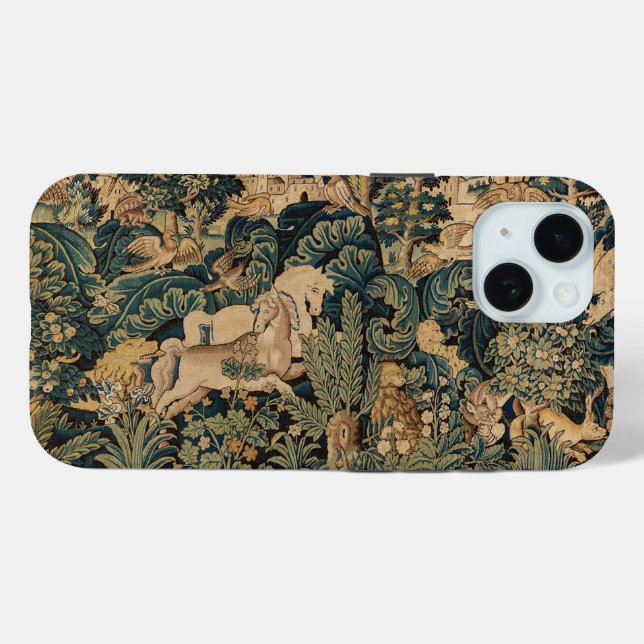Coques Case-Mate iPhone ANIMAUX D'IMAGINAIRE, CHEVAUX, BOIS Bleu Vert Flor (Verso (horizontal))