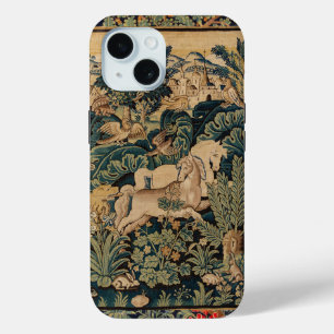 Coque Pour iPhone 15 ANIMAUX D'IMAGINAIRE, CHEVAUX, BOIS Bleu Vert Flor