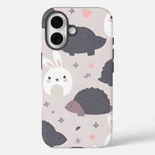 Coque Pour iPhone 16 Animaux Géométriques Mignons en Pastel