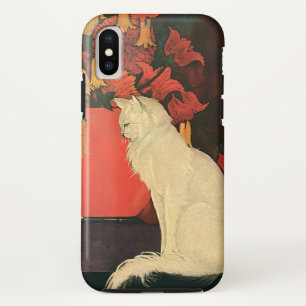 Case-Mate iPhone Case Animaux vintages, Chat blanc élégant, Fleurs d'aut