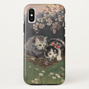Coques Pour iPhone Animaux vintages, chat Tabby ou chatons dans un ha