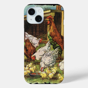 Coque Pour iPhone 15 Animaux vintages, Coq, Poules, Poulets