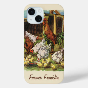 Coque Pour iPhone 15 Animaux vintages, Coq, Poules, Poulets