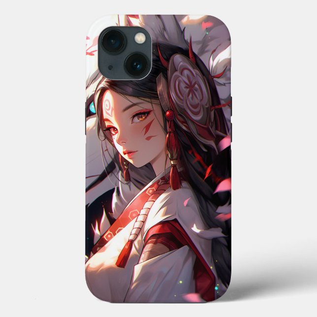 Coques Case-Mate iPhone Anime Kitsune Girl Cute Fox Imaginaire Art (Verso)