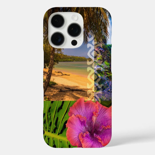 Coques Case-Mate iPhone Anini Beach, Kauai Hawaiian Collage  (Verso)