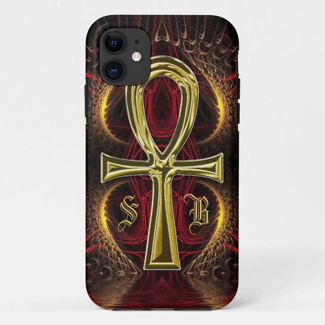 Coques Case-Mate iPhone Ankh Gold Goddess Nom personnalisé Gold Ankh (Dos)