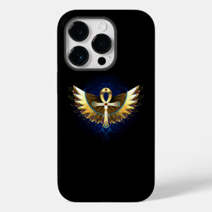 Coque Pour iPhone 14 Pro Ankh or avec ailes