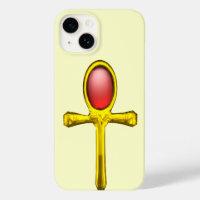 ANKH, RED TALISMAN /GOLD EGYPTIAN JEWEL Cream