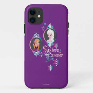 Coque iPhone 11 Anna et Elsa  Portraits dans les flocons de neige