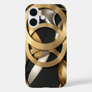 Coque Pour iPhone 16 Anneaux d'or Art Abstrait - Design moderne de luxe