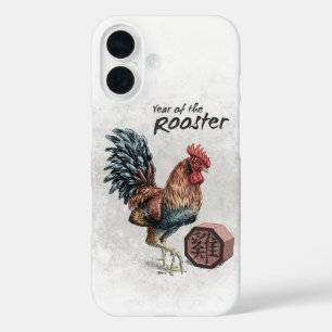Coques iPhone 16 Année du coq chinois Zodiac Art