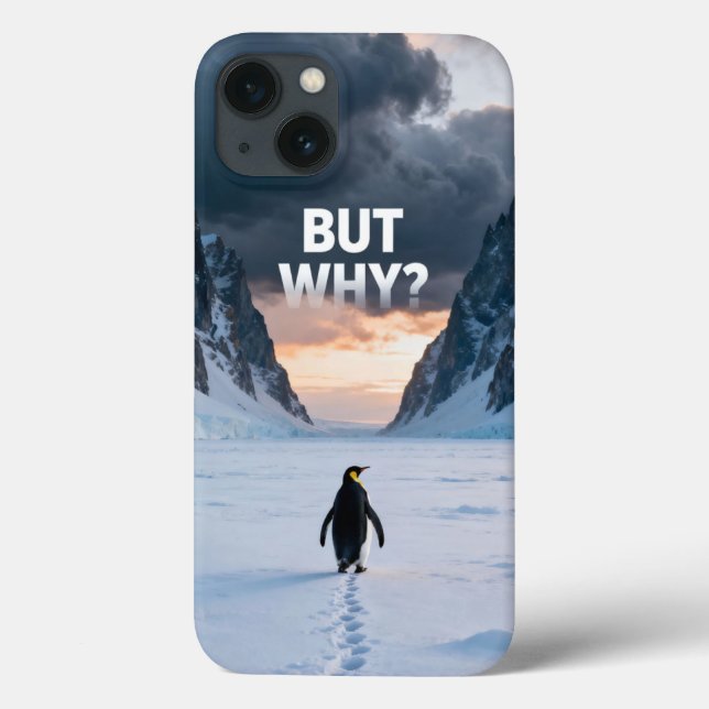 Coques Case-Mate iPhone Antarctic Solitude: Penguin "But Why?" Quest Art (Verso)