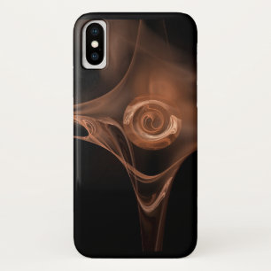 COQUE iPhone X   ANTIQUE BROWN FRACTAL ROSE