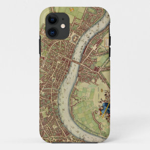 Coque Case-Mate Pour iPhone Antique carte du 17ème siècle de Londres W. Hollar