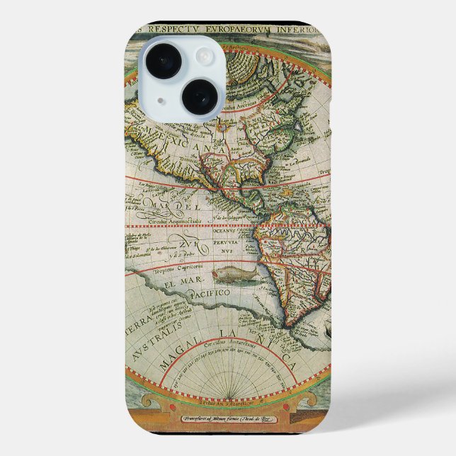 Coques Case-Mate iPhone Antique carte du Vieux Monde des Amériques, Theodo (Verso)