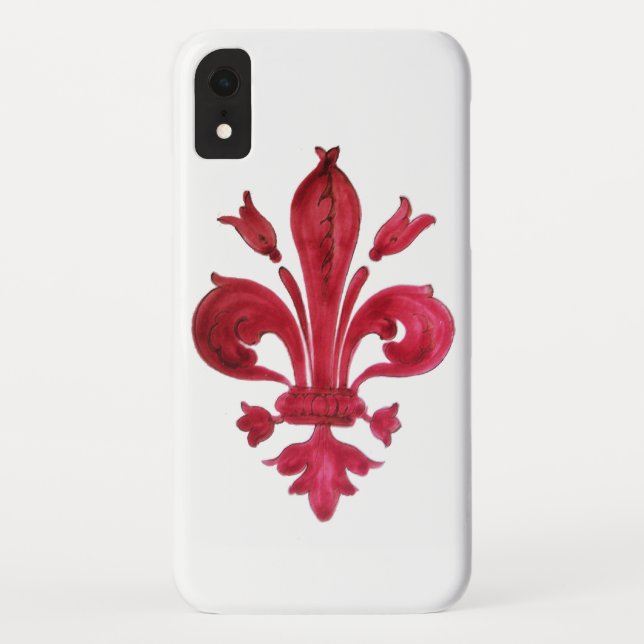 Coques Case-Mate iPhone ANTIQUE FLEUR ROUGE DE LIS EN Héraldique BLANC (Dos)