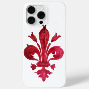 Coque iPhone 15 Pro Max ANTIQUE FLEUR ROUGE DE LIS EN Héraldique BLANC