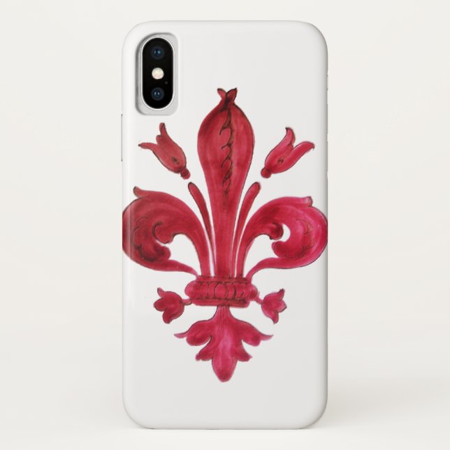 Coques Case-Mate iPhone ANTIQUE FLEUR ROUGE DE LIS EN Héraldique BLANC (Dos)