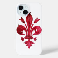 ANTIQUE FLEUR ROUGE DE LIS EN Héraldique BLANC