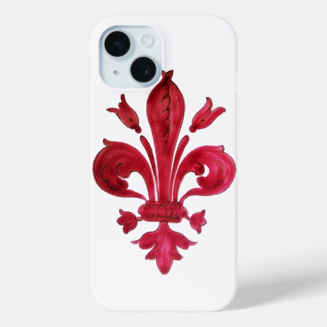 Coques Case-Mate iPhone ANTIQUE FLEUR ROUGE DE LIS EN Héraldique BLANC (Verso)