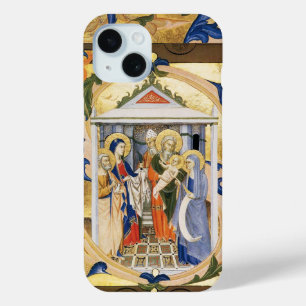 COQUE POUR iPhone 15 ANTIQUE FLORAL NATIVITÉ CHRISTMAS PARCHEMENT