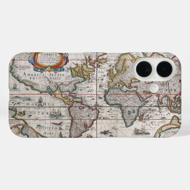 Coques Case-Mate iPhone Antique World Map (Verso (horizontal))