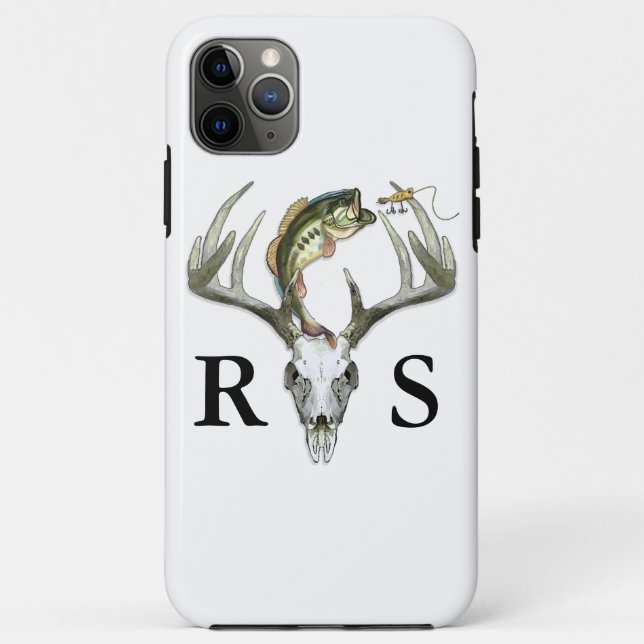Coques Case-Mate iPhone Antlers de cerfs rustiques Monogrammes Initiales (Dos)