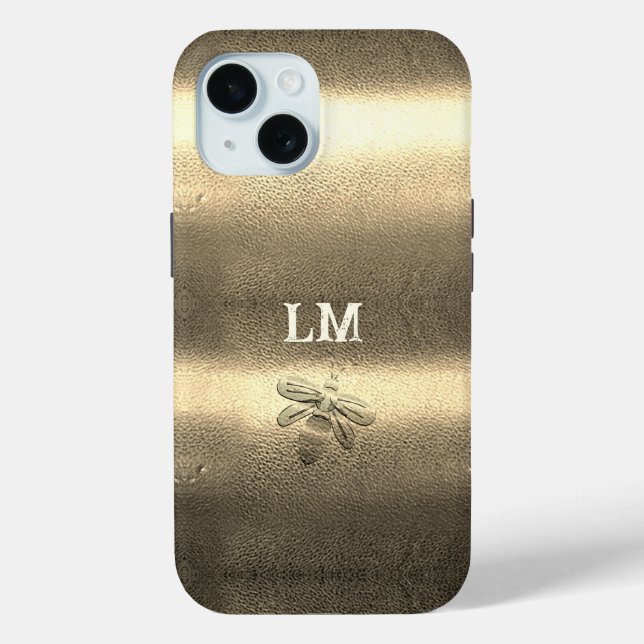 Coques Case-Mate iPhone Apparence cool or Bee Monogramme Initiales (Verso)