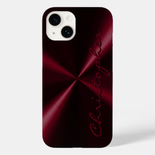 Coque Pour iPhone 14 Apparence métallique radiale personnalisée - Rouge