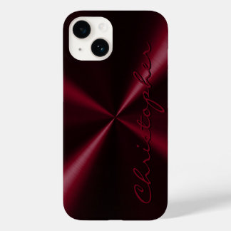 Coque Pour iPhone 14 Apparence métallique radiale personnalisée - Rouge