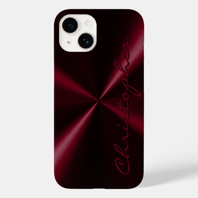 Coques Case-Mate iPhone Apparence métallique radiale personnalisée - Rouge (Verso)