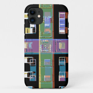Coque iPhone 11 Appartements de ville abstraits et colorés