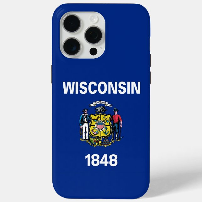 Coques Case-Mate iPhone Apple iPhone 15 Pro Max, drapeau du Wisconsin (Verso)