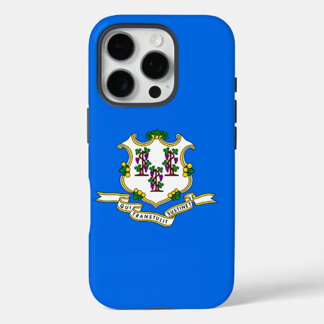Coques Case-Mate iPhone Apple iPhone 16 Pro Coque-Mate, drapeau Connecticu (Verso)