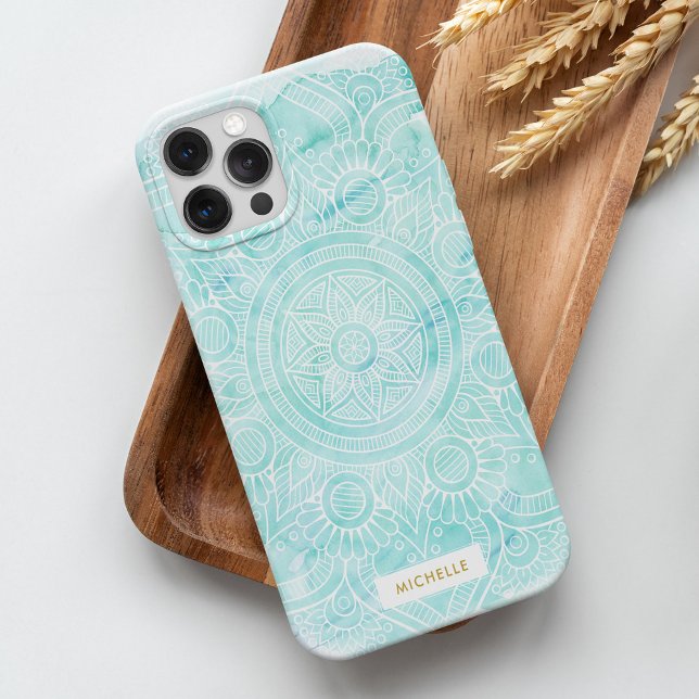 Coques Case-Mate iPhone Aqua aquarelle Mandala (Créateur téléchargé)