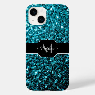 Coques Pour iPhone Aqua bleu brillant faux parties scintillant scinti