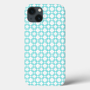 Case-Mate iPhone Case Aqua Blue and White Funky Retro Style Motif