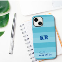 Aqua Blue Color Blocs Monogramme personnalisé