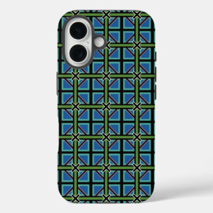 Coque Pour iPhone 16 Aqua Blue Moss Green Celte Kilt Motif
