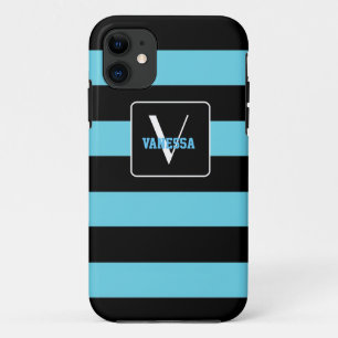 Case-Mate iPhone Case Aqua Blue & Rayures Noires - Personnalisez Votre P
