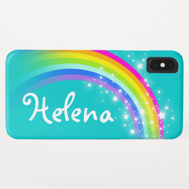 Coques Case-Mate iPhone Aqua coloré nommé d'arc-en-ciel de filles (Dos (Horizontal))