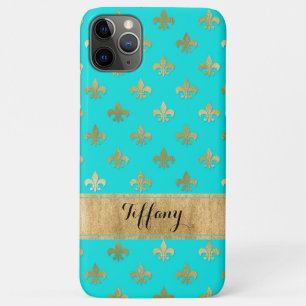 Case-Mate iPhone Case Aqua, Coque-Mate de fleur de lis or