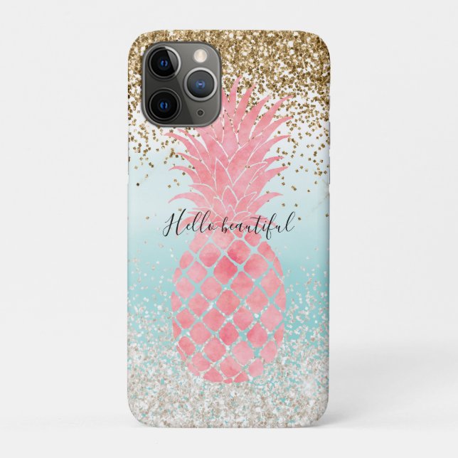 Coques Case-Mate iPhone Aqua d'ananas tropicale rose (Dos)
