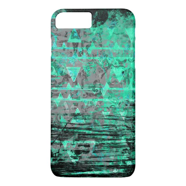 Coques Case-Mate iPhone Aqua frais et triangles tribales grises grunges (Dos)