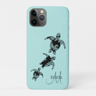 Case-Mate iPhone Case Aqua Grève de la tortue de mer avec Monogramme